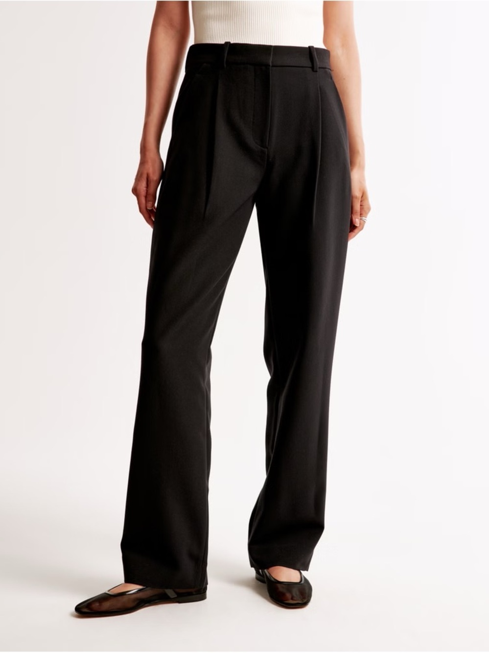 Abercrombie & Fitch Black High-Rise straigh-Leg Trousers